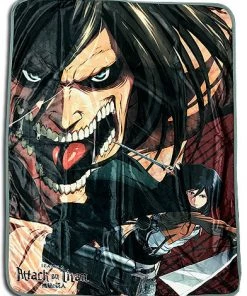 Great Eastern HOME & APPAREL Attack On Titan Throw Blanket Eren & Mikasa Ver.