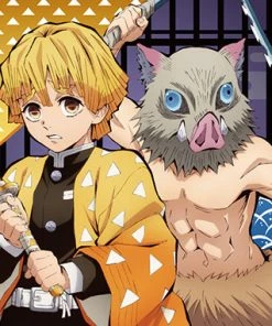 Great Eastern Demon Slayer Throw Blanket Zenitsu & Inosuke Ver.